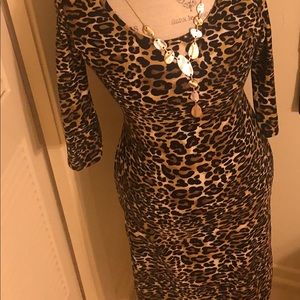 Leopard Print Midi Bodycon Dress (Junior Large)